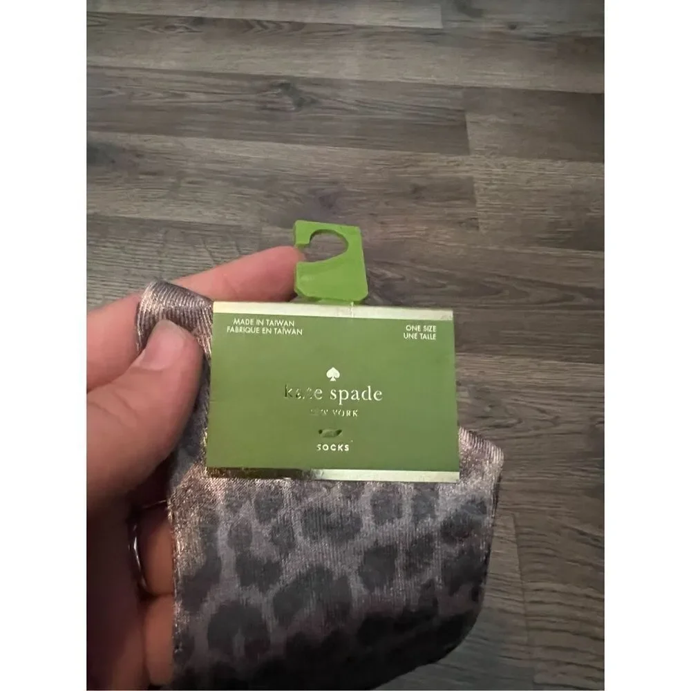 Kate Spade Leopard Meow Crew Socks Woman’s One Size (4-10)NEW